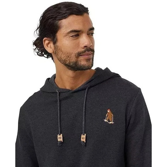 New Tentree TreeFleece Organic Cotton Blend Sasquatch graphic Hoodie Men L Black - Picture 4 of 7